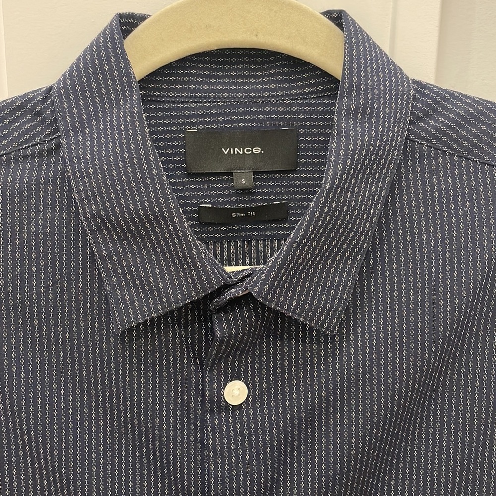 Vince Dark Navy Patterned Button Down Size Small - image 2